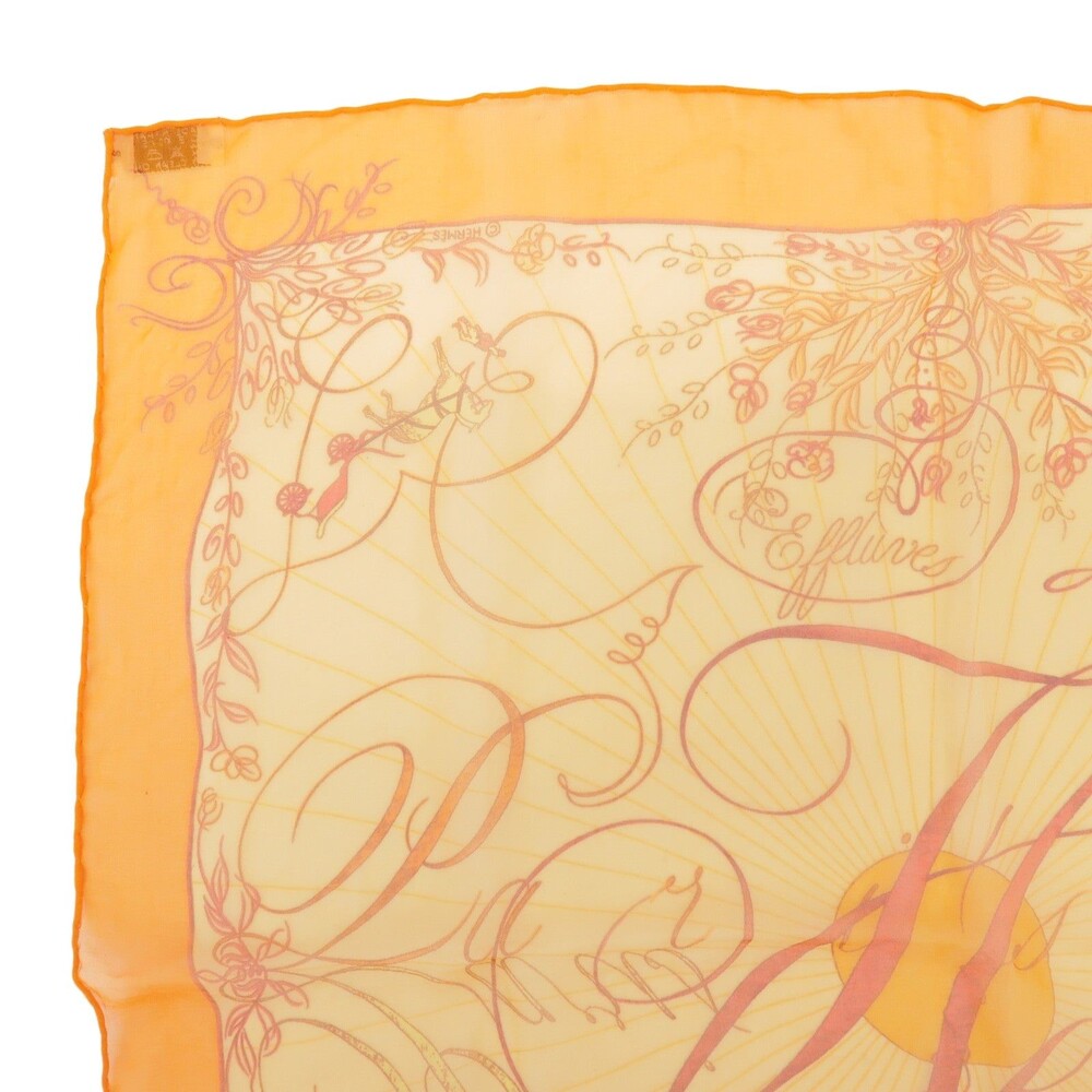 Hermes Carre 45 Effluves Silk Scarf Orange - Picture 5 of 8